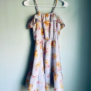 Floral Kids Dress with Ruffle Sleeves Size 10/12